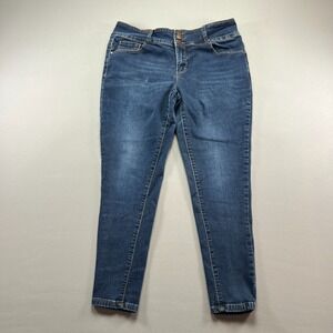Blue Pearl Jeans Womens 16 Denim Cotton Stretch Mid Rise Dark Wash Skinny Leg